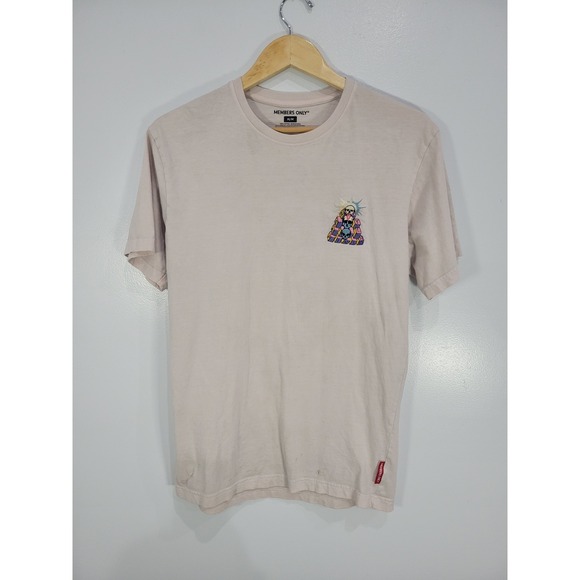 Members Only Other - Members Only Mens Graphic T-Shirt Sand Tan Skulls Stacked Logo Tee M‎